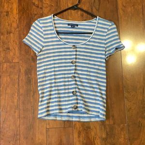 Striped Shortsleeved Shirt with Buttons